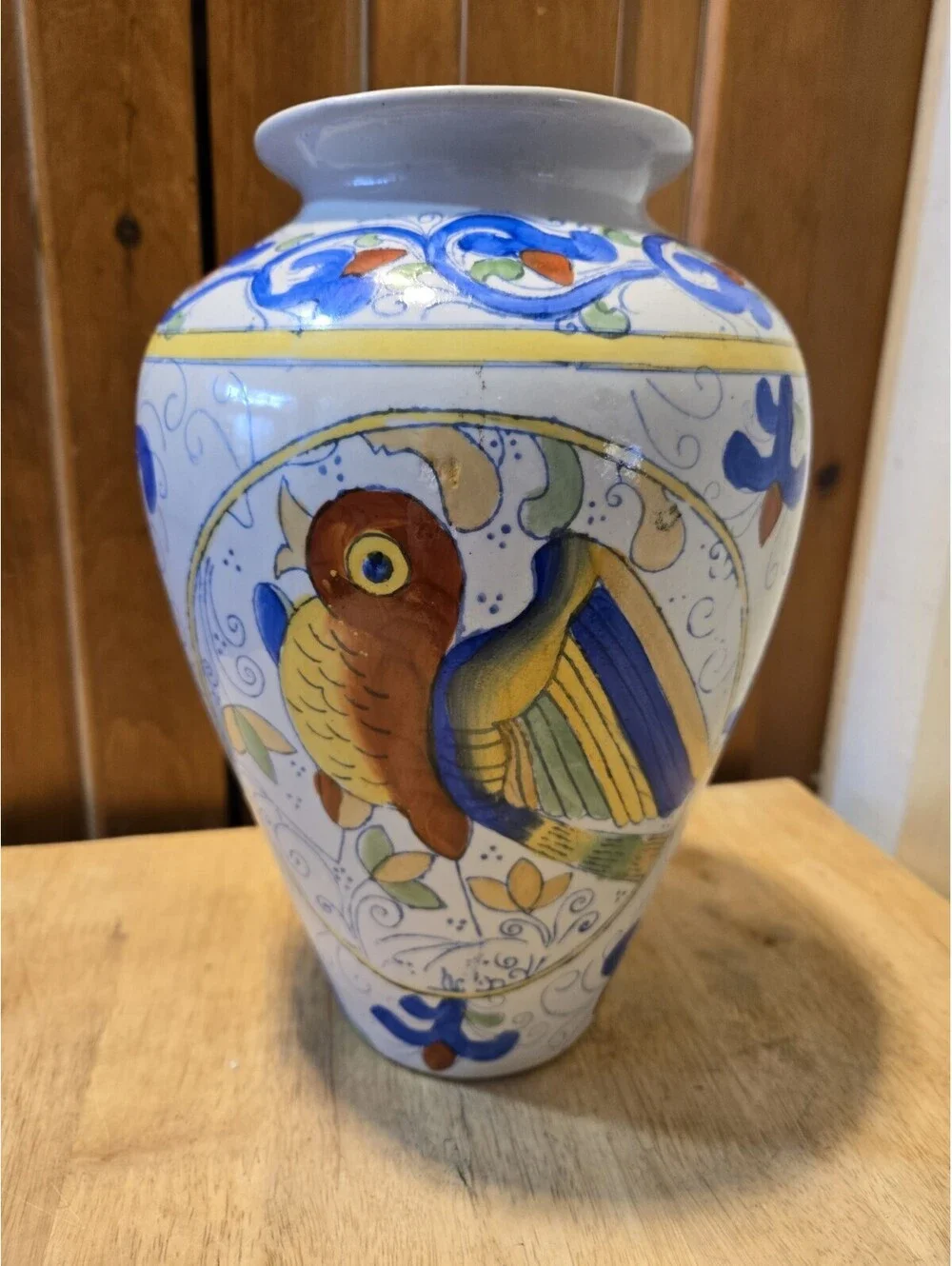 Chinese Vase WBI Bird of Paradise Motif Hand-Painted 11
